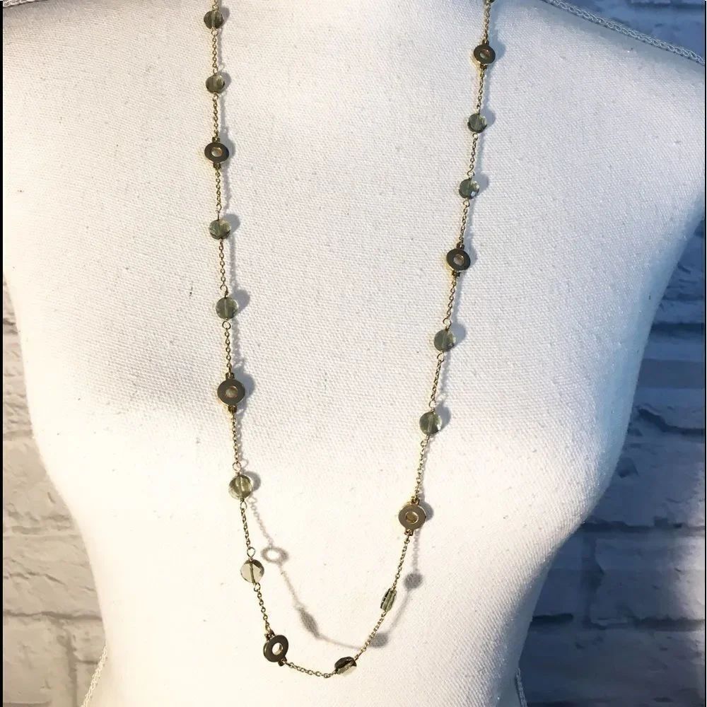 J. Crew Smoke Crystal Bead Opera Necklace